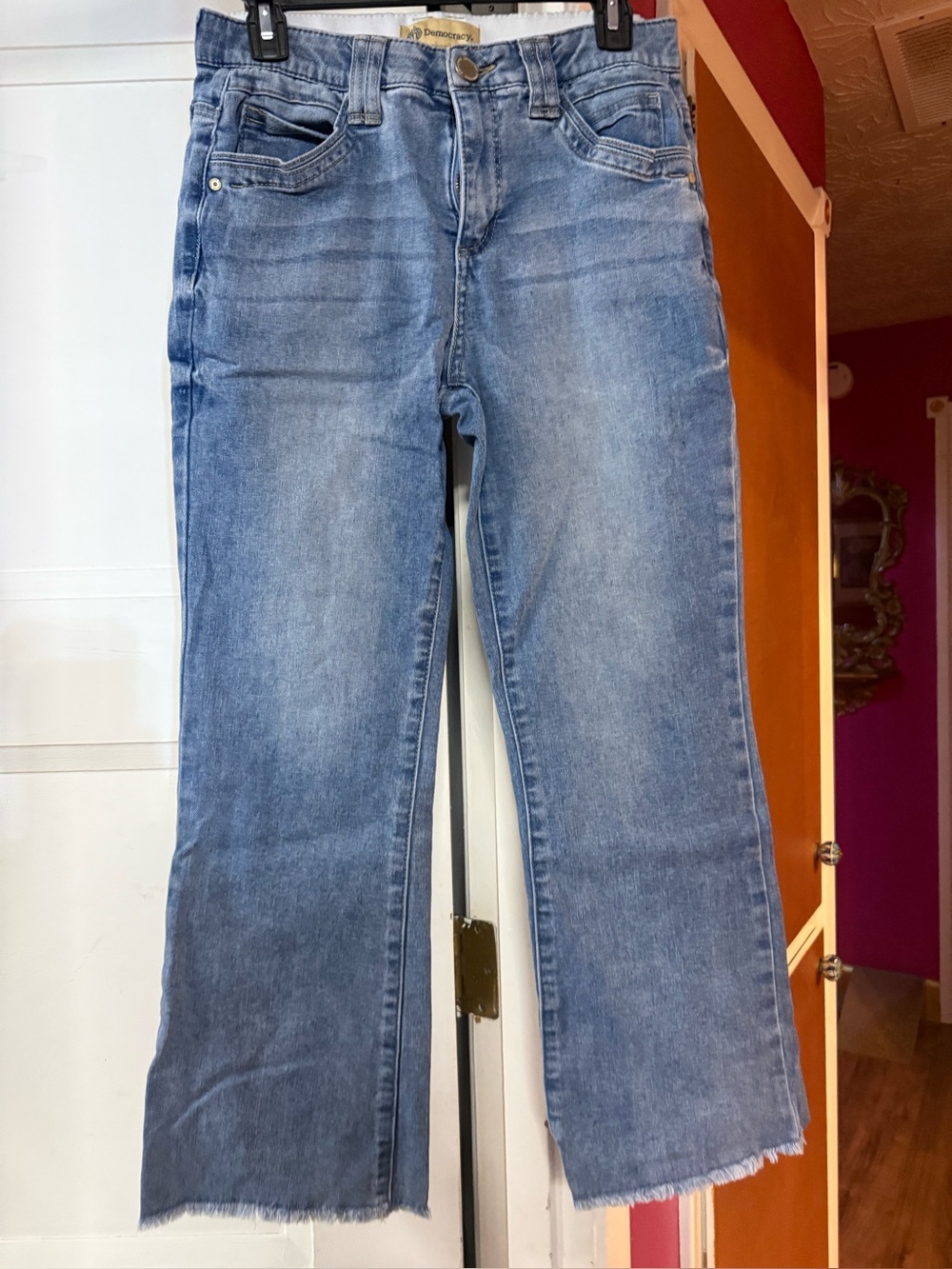 Democracy Women's Blue Denim Wide-Leg Jeans.